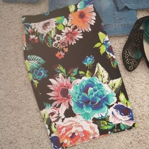 H & M Bright Floral Pencil Skirt Size S